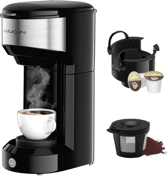 Teglu Single Serve Coffee Maker for K Cup Pod & Ground Coffee 2 in