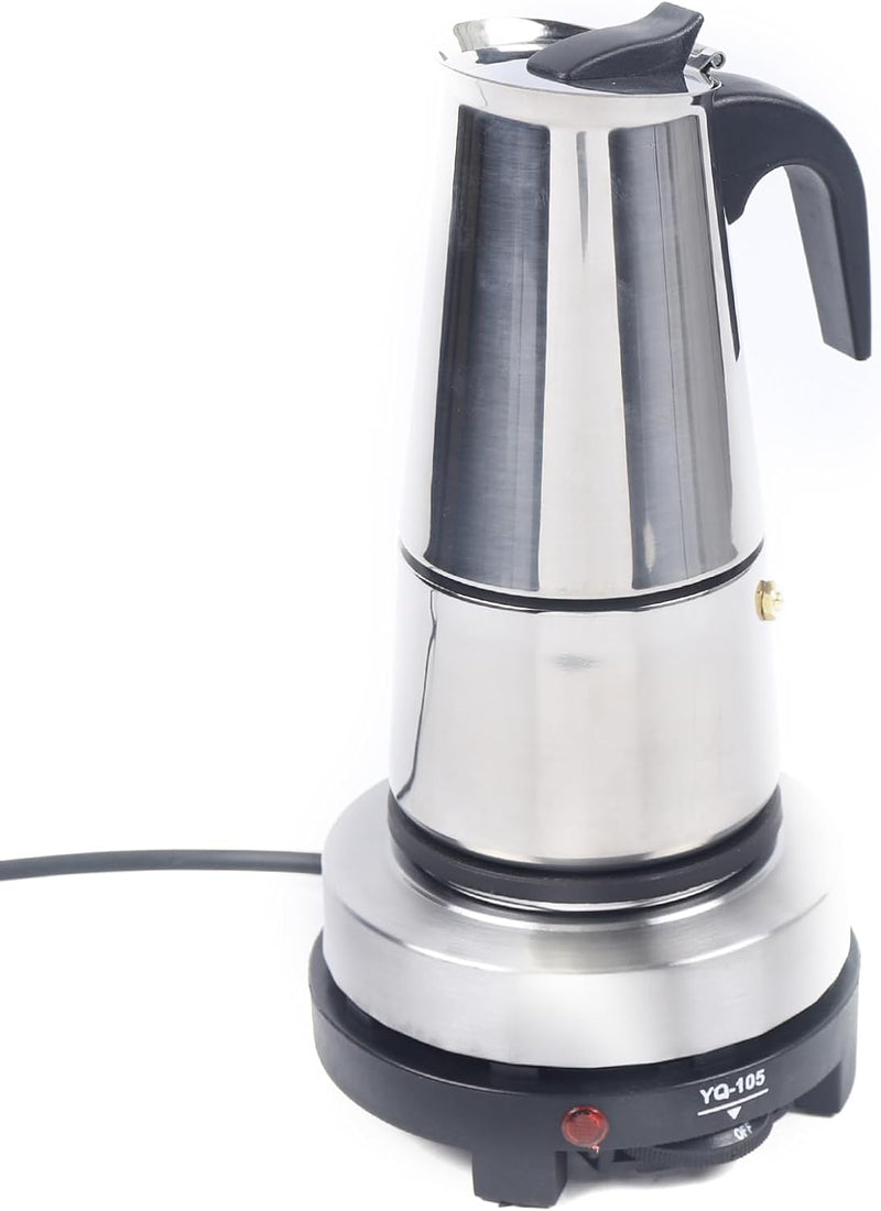 MIMODA 6Cup/300ml Moka Coffee Maker Pot, Stainless Steel Coffee Pot, Percolator, Stovetop Espresso Maker w/Electric Stove