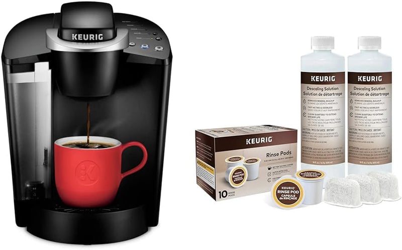 Keurig K-Classic Coffee Maker K-Cup Pod, Single Serve, Programmable, 6 to 10 oz. Brew Sizes, Black & Standalone Frother Works Non-Dairy Milk, Hot and Cold Frothing, 6 Oz, Black