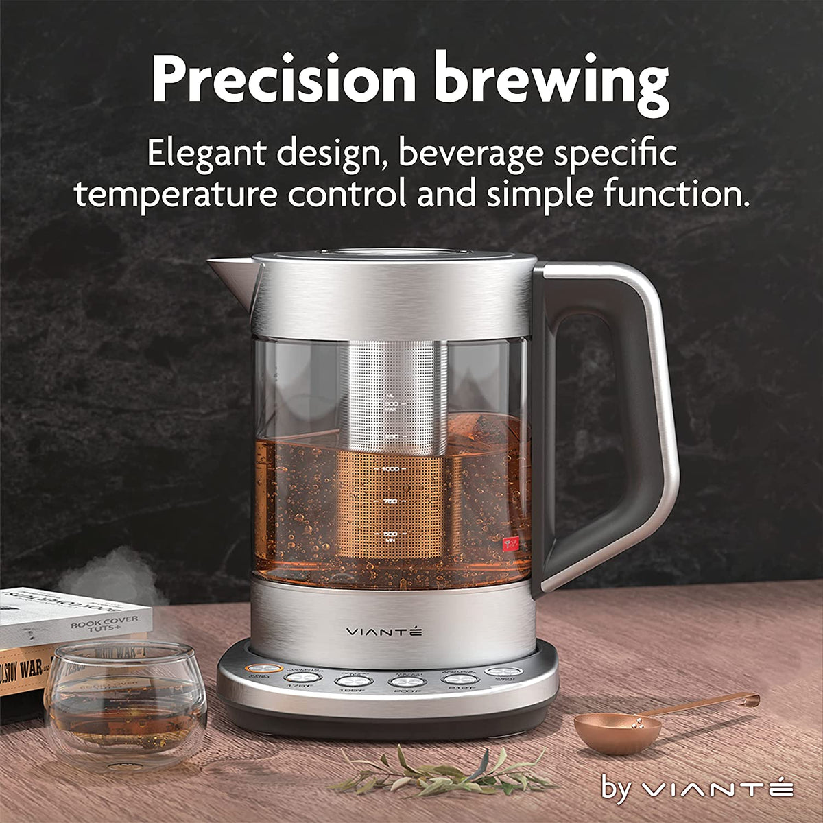 Mecity Tea Kettle Electric Tea Pot with Removable Infuser, 9 Preset Brewing  Programs Tea Maker with Temprature Control, 2 Hours keep Warm, 1.7 Liter