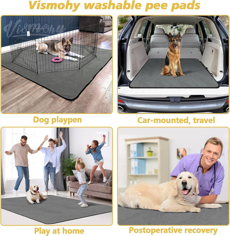 2 Pack Washable Whelping Pads for Dogs - Extra Large Pee Pads for Training Travel and Housebreaking - 72x72