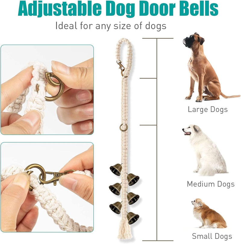 Adjustable Hanging Dog Bell 2-Pack for Potty Training - Durable Boho Style Decor with 6 Extra Loud Bells