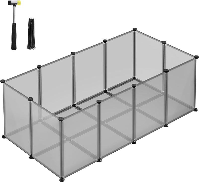 SONGMICS Pet Playpen with Floor - Small Animal Enclosure for Hedgehogs Ferrets - 563 X 287 X 181 Inches White ULPC02W