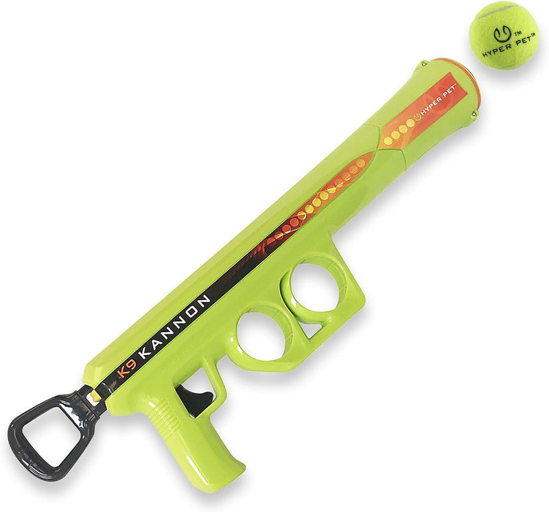 Hyper Pet K9 Kannon Dog Ball Thrower Launcher for Dogs (Small to Medium Breeds up to 60 Pounds), Includes One Hyper Pet 2.5 Inch Tennis Ball