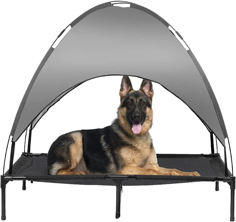 X-Large Waterproof Dog House with Textilene Dog Bed - Grey