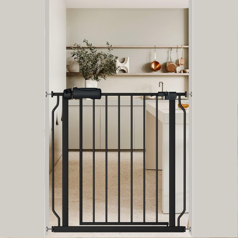 0Black Extra Wide Baby Gate - Auto Close Pressure Mounted Safety Gate for Doorways