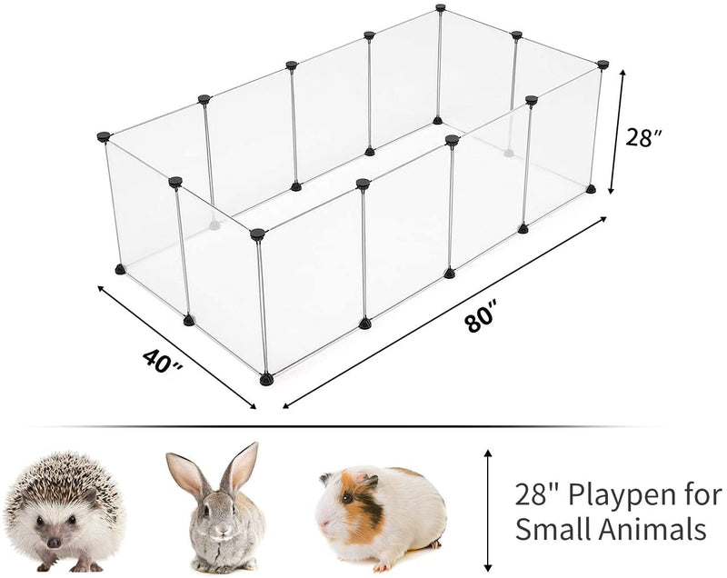 Portable Pet Playpen with Kennel Crate Fence - 12 Panels 28 x 20 inches White Small Animals