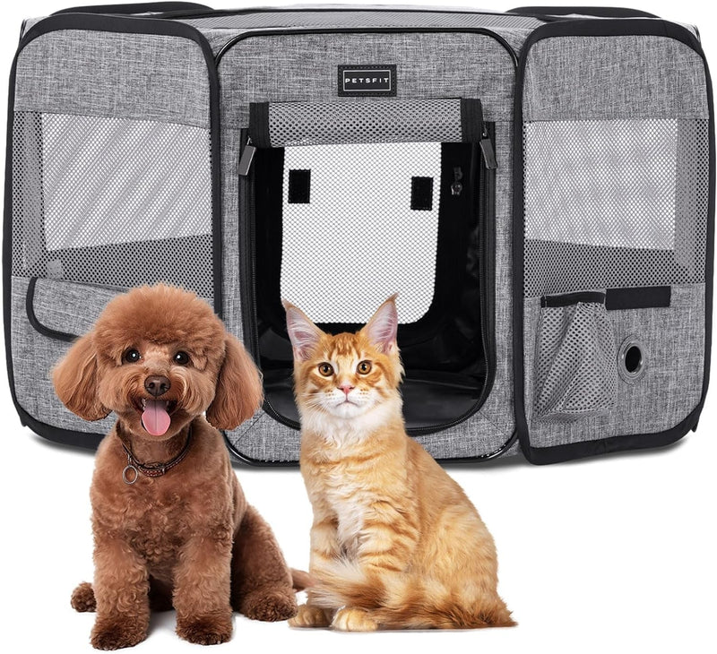 Large Portable Pet Playpen with Water Bottle Holder and Carrying Case - 455 for DogsCatsRabbitsChicks - IndoorOutdoor Use