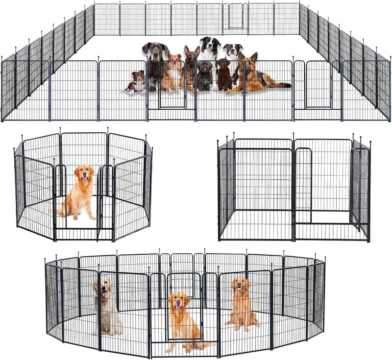 Portable Dog Playpen with Doors - IndoorOutdoor Fence for LargeMediumSmall Dogs 40 Inch 08 Panels