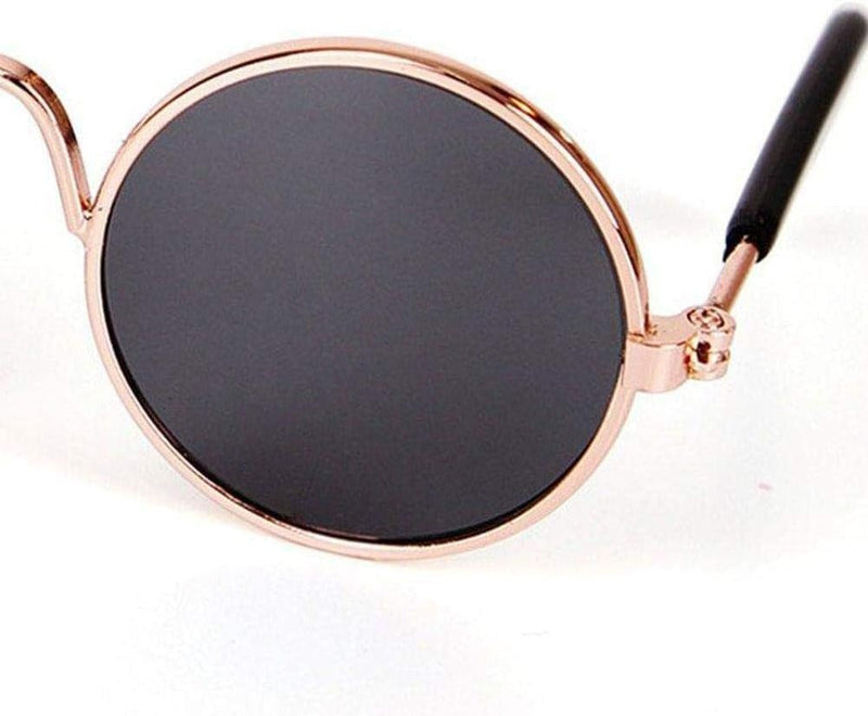 -Vintage Round Metal Reflection Pet Sunglasses - Cat  Small Dog Size