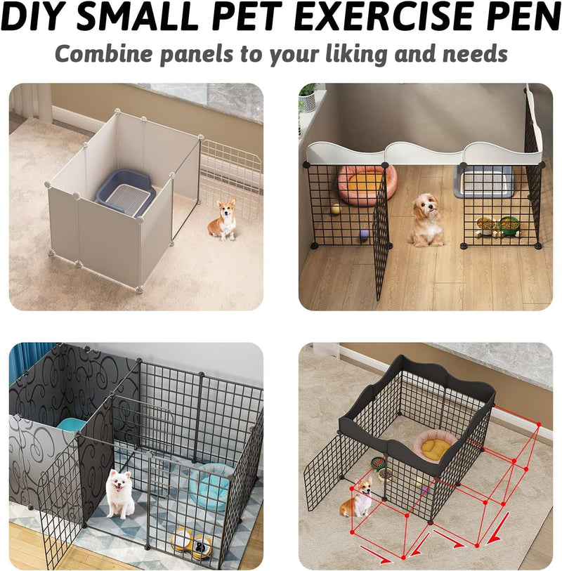 charsPet Playpen - Indoor Small Animal Exercise Pen with Door and Metal Wire Fence