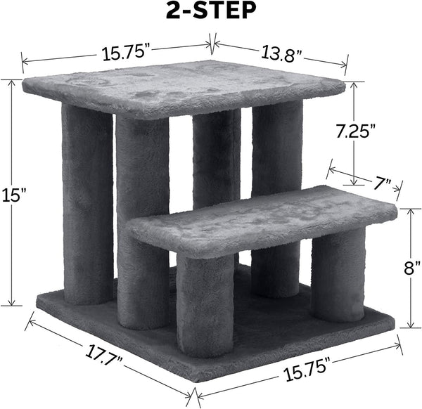Gray Furhaven Pet Stairs for High Beds  Sofas - 3 Steps