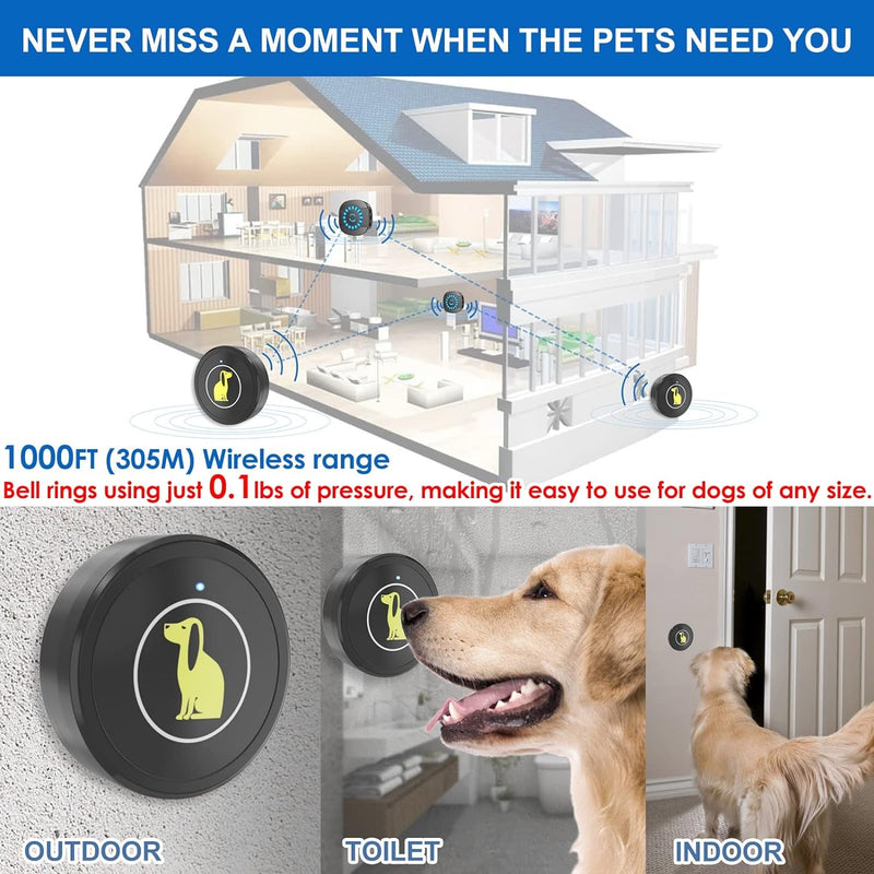 characterWireless Dog Doorbell for Potty Training and Outdoor Use - Waterproof Touch Button