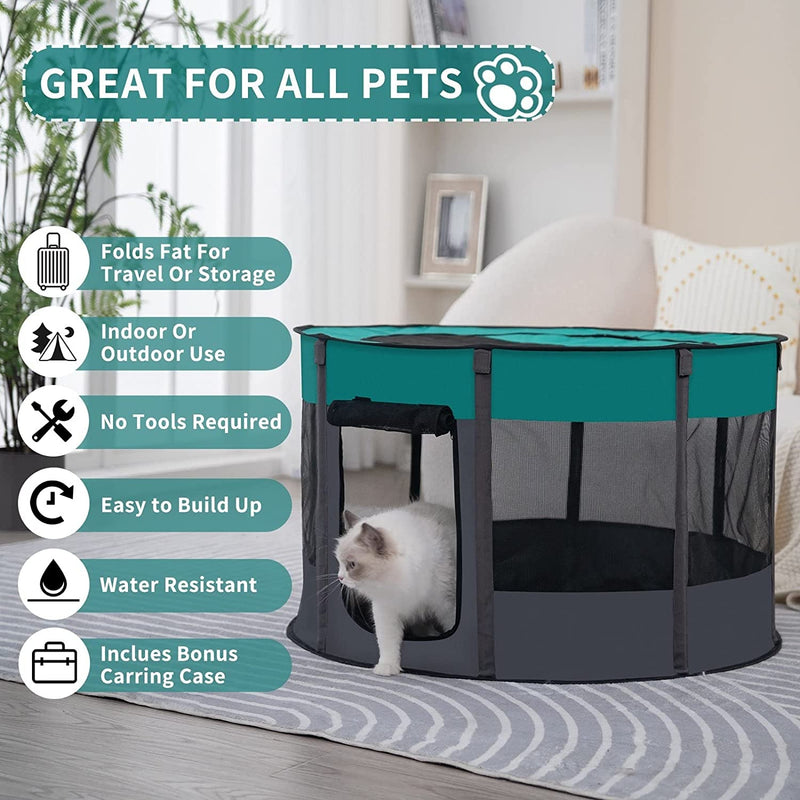 Portable Pet Playpen with Shade Cover and Carrying Case 36 - IndoorOutdoor Use - Brian  Dany