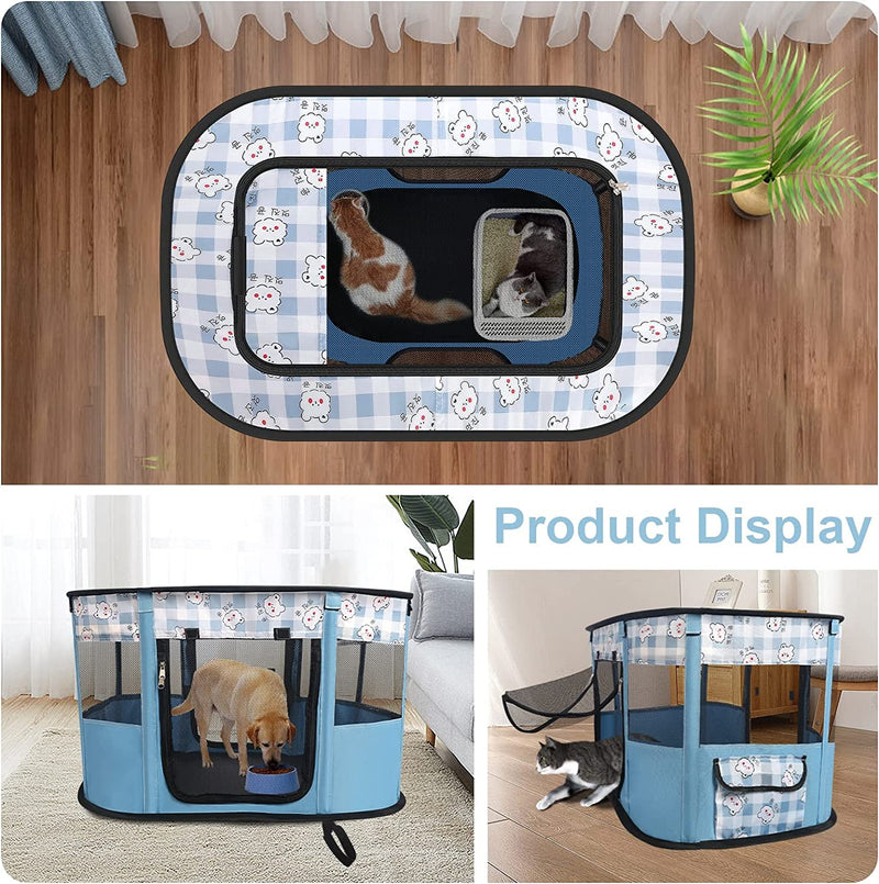 IndoorOutdoor Pet Playpen - Large Blue Tent for Dogs and Cats