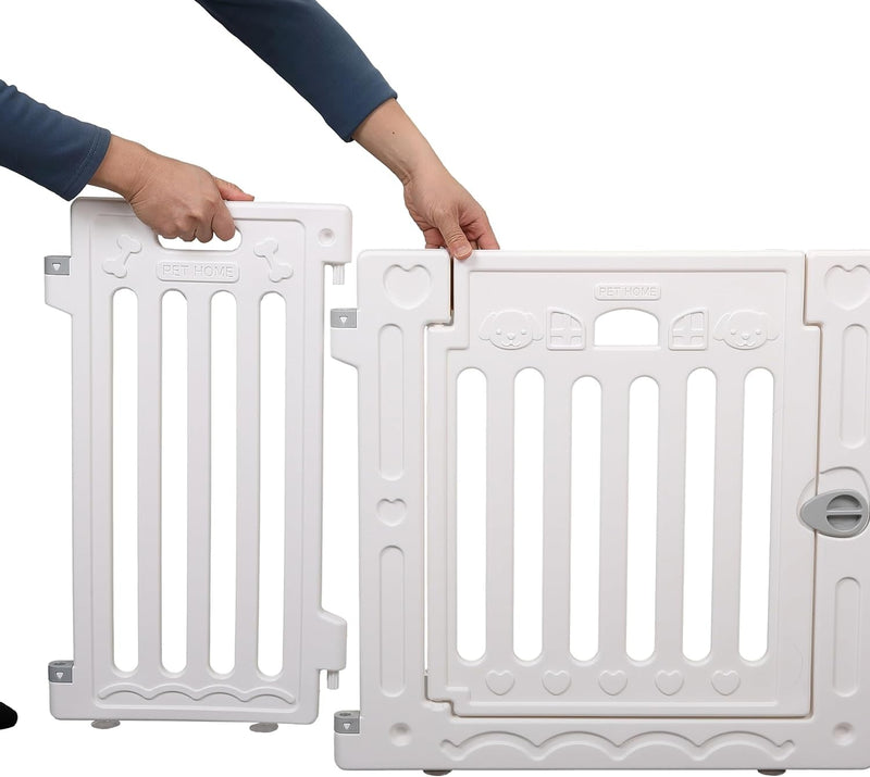 BIRDROCK HOME Pet Playpen - 12 Panel - Secure Plastic Fence for Puppies - White