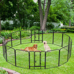 FDW 16 Panel Dog Playpen with Metal Folding Design - 40 Inch Height IndoorOutdoor Heavy Duty Fence for Puppy Exercise Yard or Camping Black