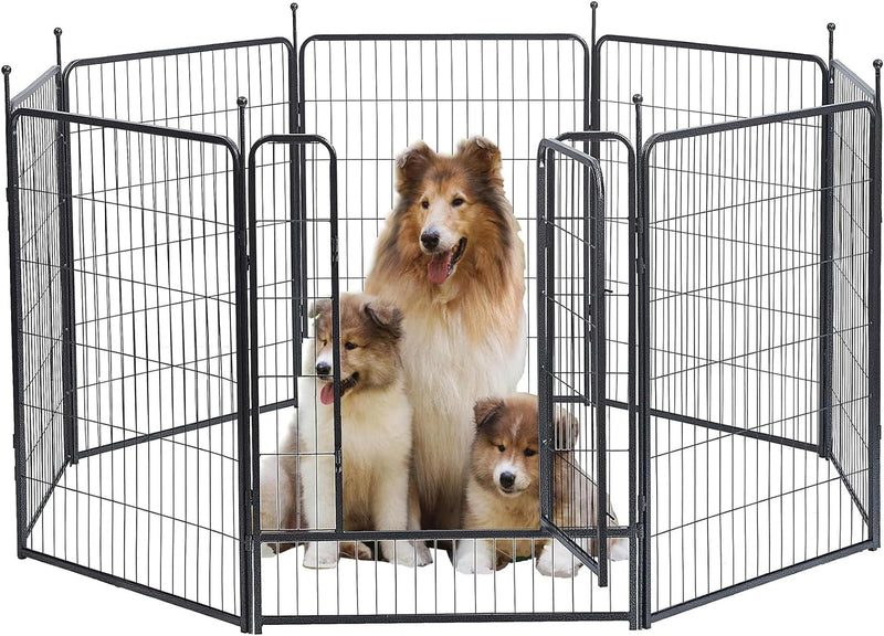 32-Inch Heavy Duty Dog Playpen - IndoorOutdoor 8 Panels - SilverGray