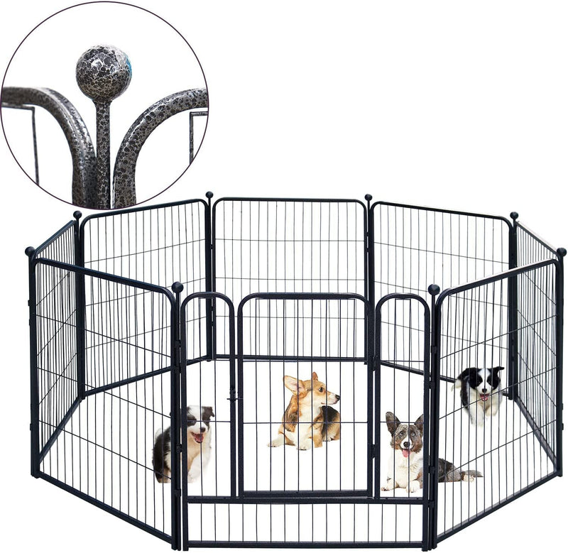 32-Inch Heavy Duty Dog Playpen - IndoorOutdoor 8 Panels - SilverGray