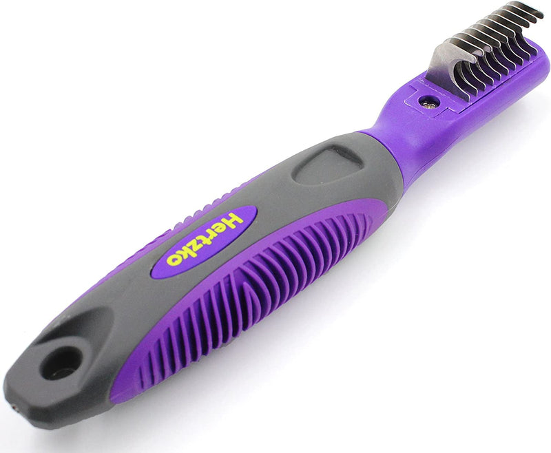 Hertzko Pet Undercoat Dematting Comb for Dogs Cats - Dematting Rake for Dogs Cats, Dog Rake Brush - Deshedding Tool Great for Cutting and Removing Dead, Matted or Knotted Hair, Shedding Combs