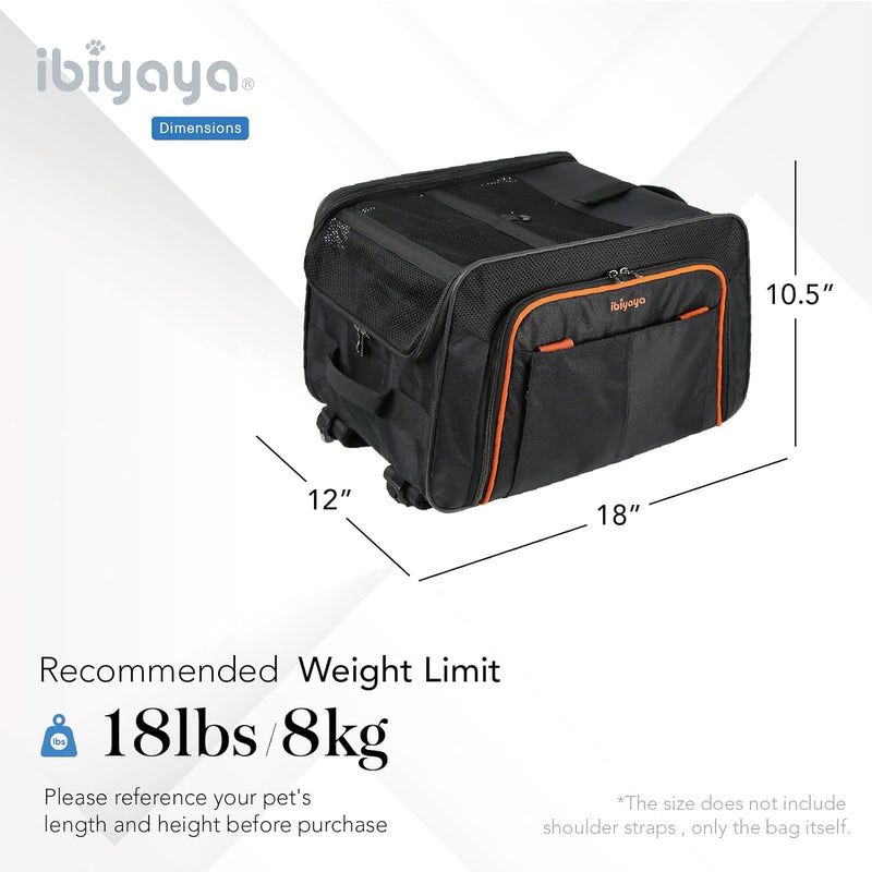 ibiyaya - Dog Sling Carrier for Dogs and Cats - JetPaw Expandable Pet Carrier for Cats, Dogs, and Rabbits - Airline Approved and Travel Friendly 5 in 1 Dog Carrier - Black and Orange