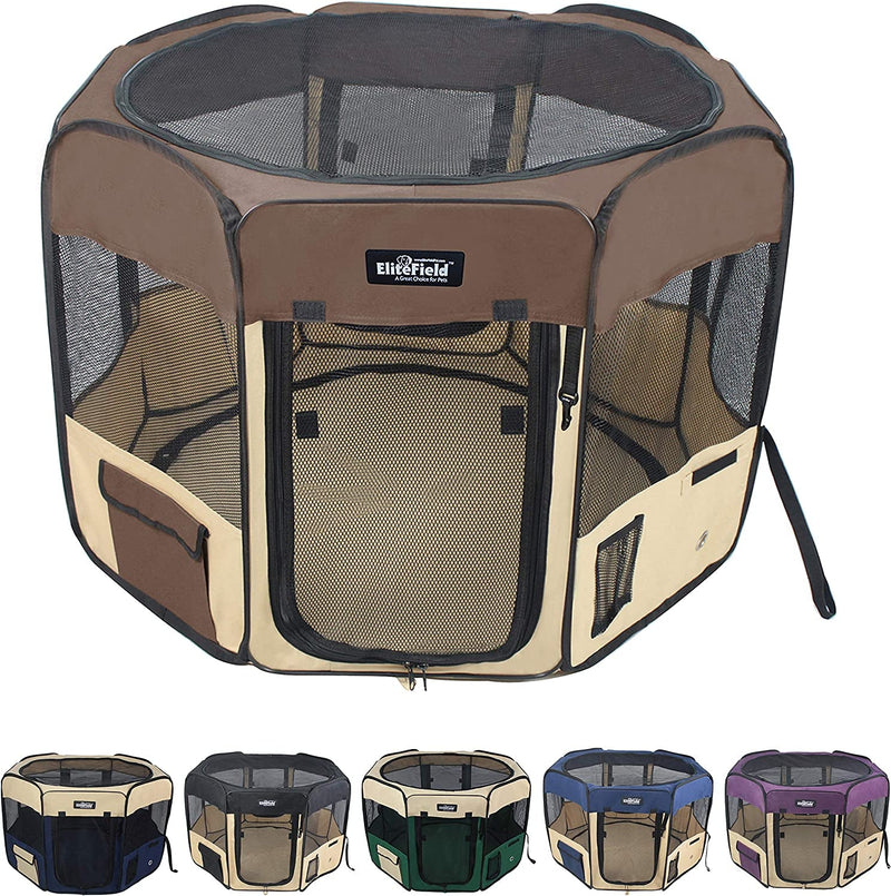 Elitefield Soft Pet Playpen - 2 Door - 2 Year Warranty - Multiple Sizes  Colors - 48x48x32