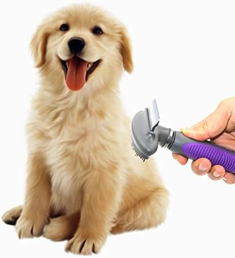 Hertzko Dog and Cat Fur Comb Deshedding Tool - 2-In-1 Grooming Brush for Removing Mats and Tangles - Undercoat Rake for Dogs and Cats - Dog Hair Brush Ideal for Shedding - Hertzko Dog Brush