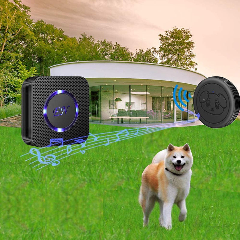 Waterproof Wireless Dog Doorbell - 2 Receivers - Black