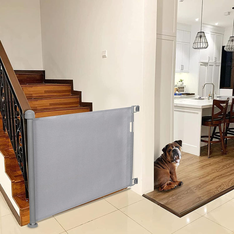 YOOFOR Retractable Baby Gate - Extra Wide Safety Gate for KidsPets - 33 Tall - 71 Wide - Gray