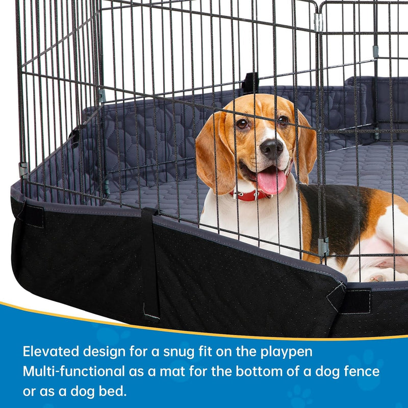 Large Waterproof Dog Playpen Pee Pad - 56X56 Octagon Design with Raised Sides - Super Absorbent and Washable