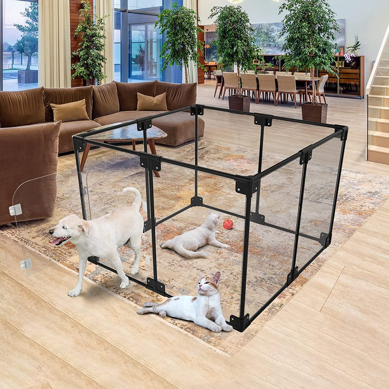 Dog Playpen for Small  Medium Dogs - Clear Pet Pen with Fence  Crate Kennel for Puppies Rabbits and Indoor Use