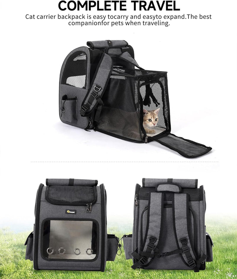 HOOPET Cat Backpack Carrier - Expandable Airline Approved Pet Carrier Backpack - Suitable for SmallMedium Dogs Cats - Foldable and Easy to Carry