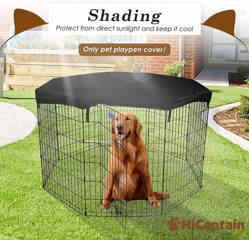 Escape-Proof Pet Playpen Top Cover - Sunshade and Protector for 24 8-Panel Dog Crate Black