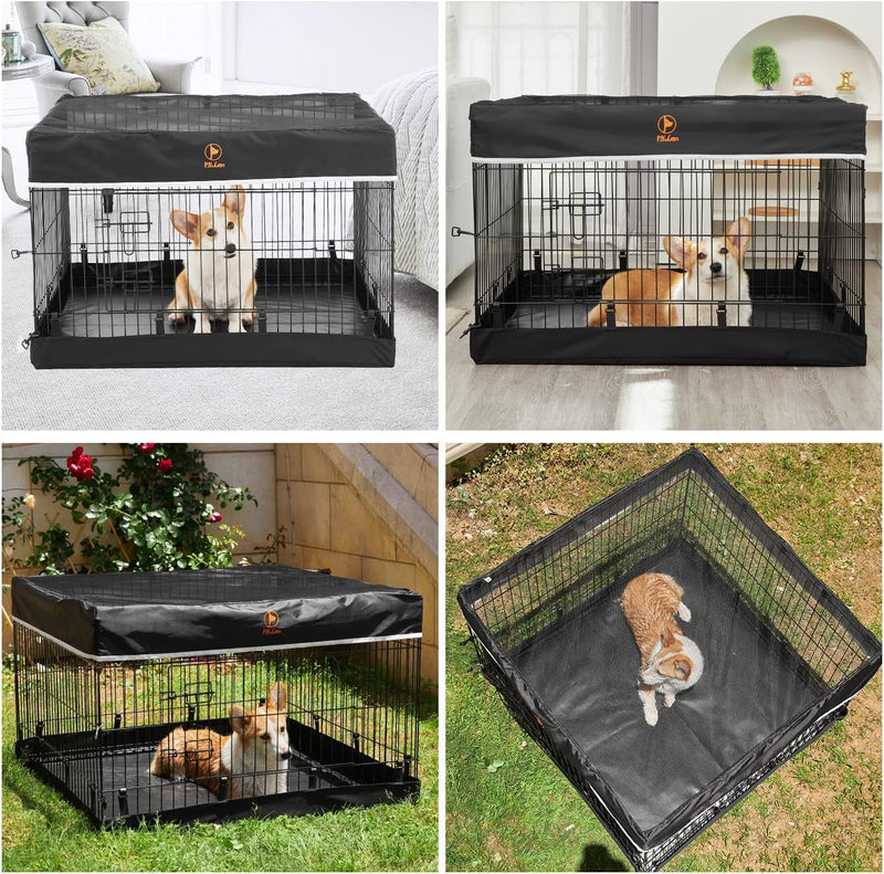 charFoldable Metal Pet Playpen with Door  Top Cover - 36W x 24H - IndoorOutdoor Use