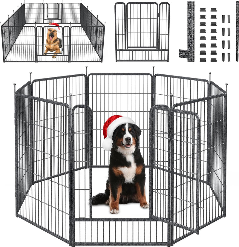 Mr IRONSTONE Dog Playpen - Anti-Rust Coated Fence for LargeMediumSmall Dogs - Portable  Foldable IndoorOutdoor Pet Playpen - 32 Height 16 Panels