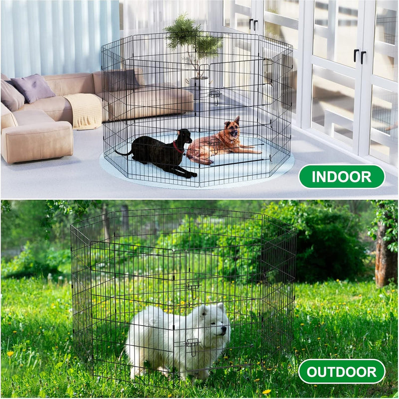 Foldable Pet Playpen with 8 Panels - 36 Inch Dog Exercise Fence for Medium Animals - IndoorOutdoor Kennel