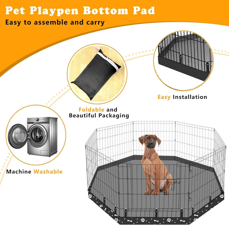 Dog Playpen Pad for 24 Octagon Metal Exercise Pet Playpen - Black