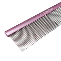 Greyhound Grooming Purple Comb for Dogs and Cats, Removing and Shedding Matted, Tangled Hair, Metal Oval Handle with Stainless Steel Pins