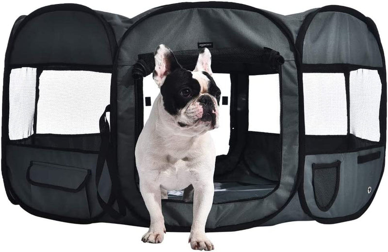 Amazon Basics Portable Dog Playpen Large 45x45x24 Inches Grey