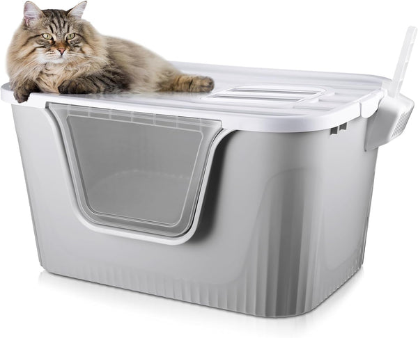 Hushee Enclosed Cat Litter Boxes 31.3 x 21.5 x 16.5'' Extra Large Covered Litter Box with Scoop Front Entry Two Exits Dual Applied XLarge Litter Box for Cats Dog up to 60 Lbs, Anti Leakage, Easy Clean