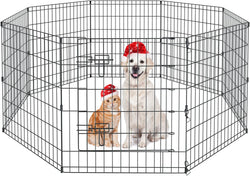 Foldable Pet Playpen with 8 Panels - 36 Inch Dog Exercise Fence for Medium Animals - IndoorOutdoor Kennel