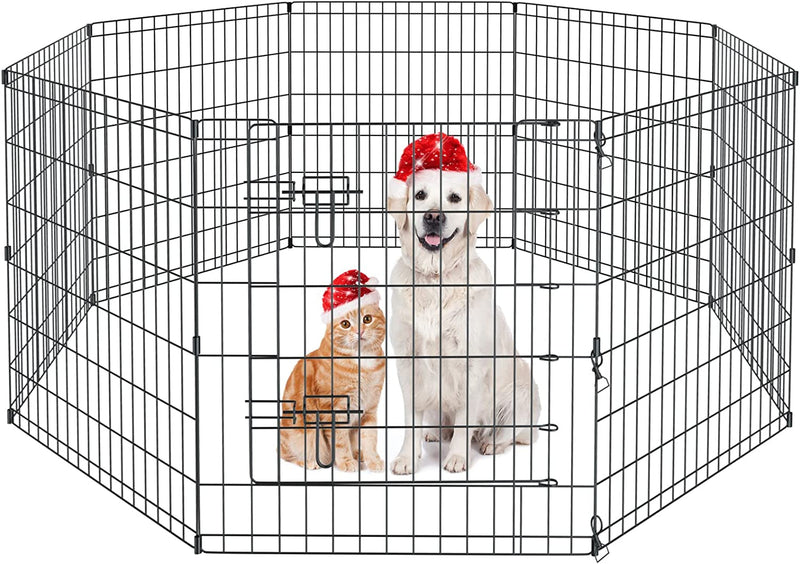 Foldable Pet Playpen with 8 Panels - 36 Inch Dog Exercise Fence for Medium Animals - IndoorOutdoor Kennel