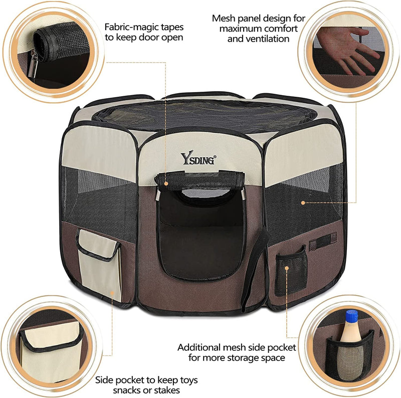 Portable Foldable Pet Playpen with Carrying Case - Various Sizes Available