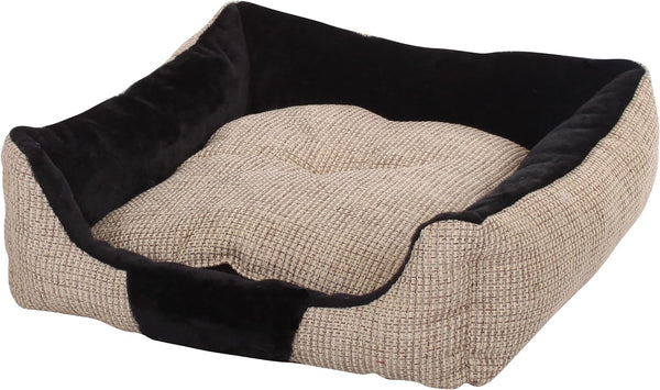 Group Durable Jute & Fleece Plush Cuddler with Reversable Pillow, 24 x 20 x 6, Natural/Black