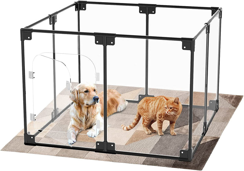 Dog Playpen for Small  Medium Dogs - Clear Pet Pen with Fence  Crate Kennel for Puppies Rabbits and Indoor Use