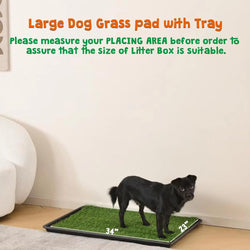 Hq4Us Dog Grass Pad with Tray Large Dog Litter Box Toilet 34”×23”, 2×Artificial Grass for Dogs,Pee Pad, Realistic, Bite Resistance Turf, Less Stink, Potty for Balcony,