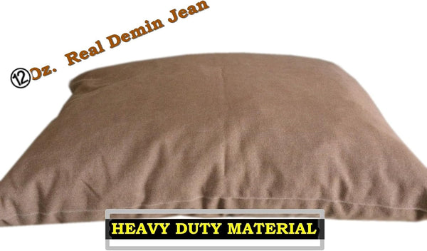 Heavy Duty Denim Dog Bed Cover with Waterproof Liner - Brown 36x29