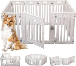 BIRDROCK HOME Pet Playpen - 12 Panel - Secure Plastic Fence for Puppies - White