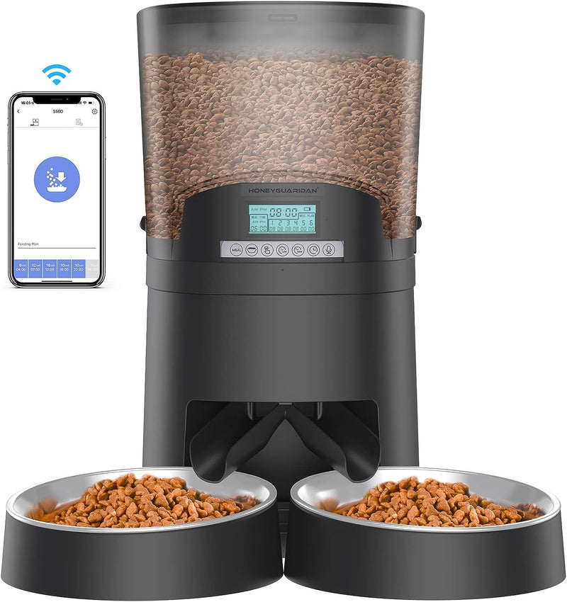 Honeyguaridan 6L Automatic Pet Feeder with Wifi and Stainless Steel Bowl