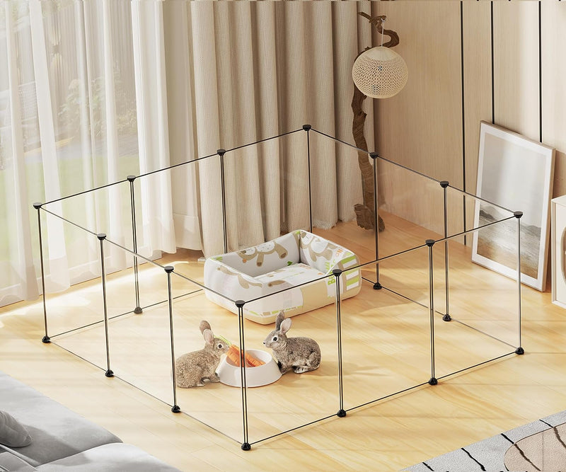 Transparent Pet Playpen for Small Animals - Puppy Bunny Guinea Pigs  More